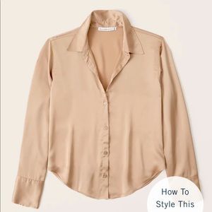 Long-Sleeve Satin Button-Up Shirt